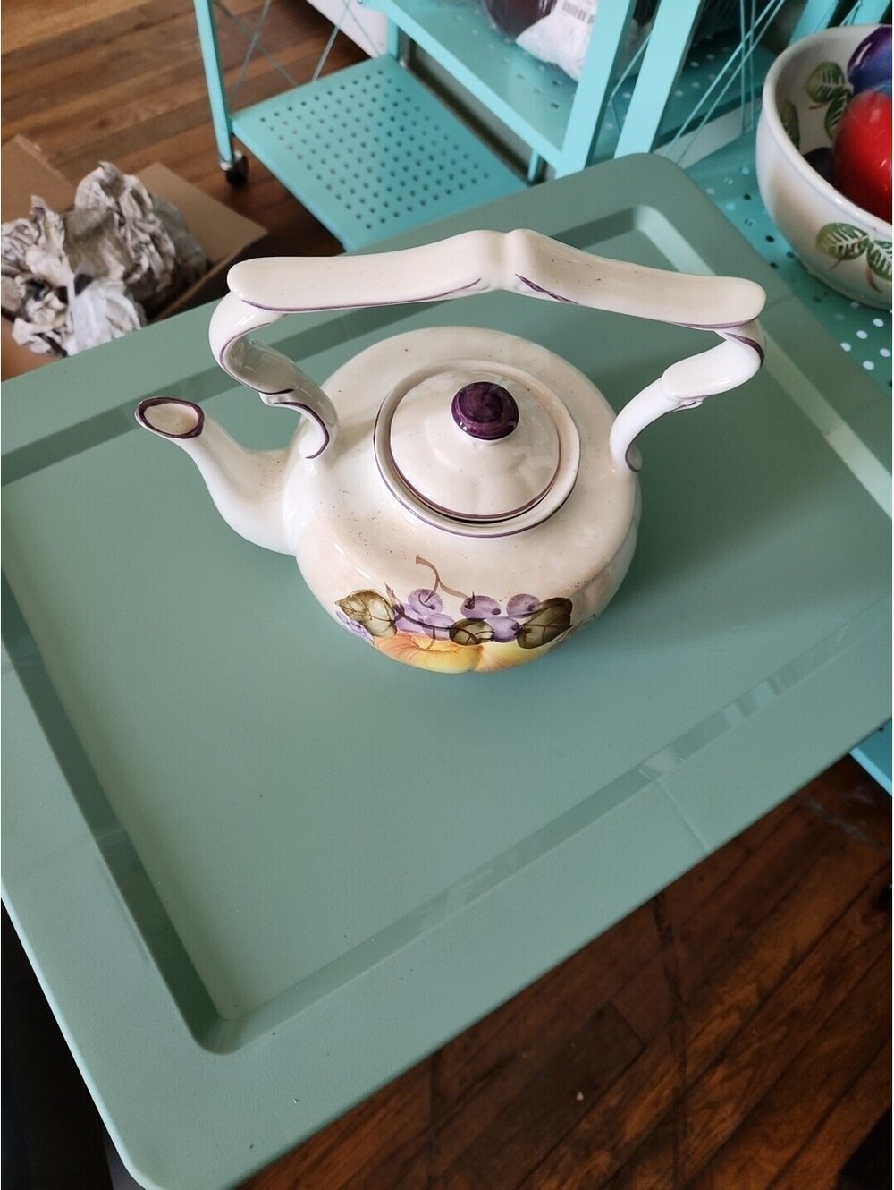 Vintage Jay Willfred Andrea by Sadek Fruit Grapes 9"  Teapot Portugal